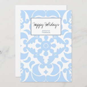  Blue Azulejos Portuguese Spanish Mediterranean Holiday Card