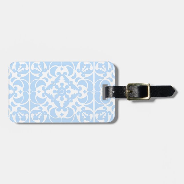  Blue Azulejos Portuguese Spanish Mediterranean Luggage Tag (Front Horizontal)