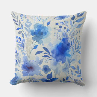 Blue Azure Botanical Elegance Cushion