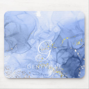 Blue Azure Watercolor Alcohol ink Customisable Mouse Mat