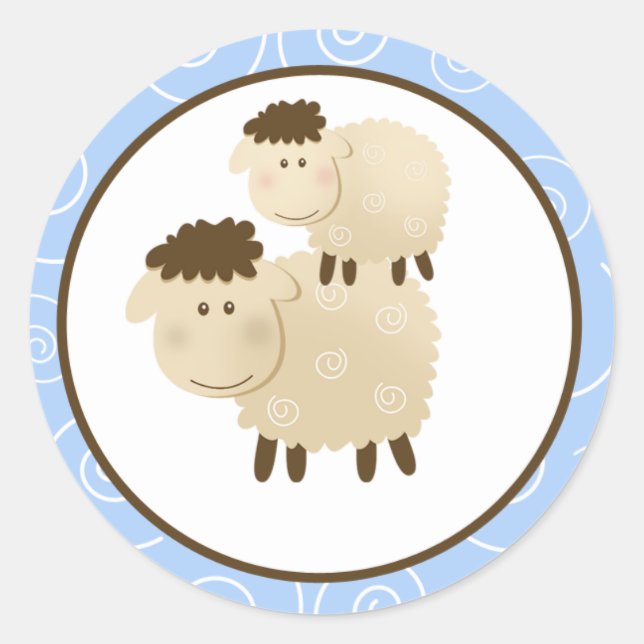 Blue Baa Baa Sheep Envelope Seals / Toppers 20 (Front)