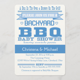 Blue Baby BBQ Baby Shower Invitation