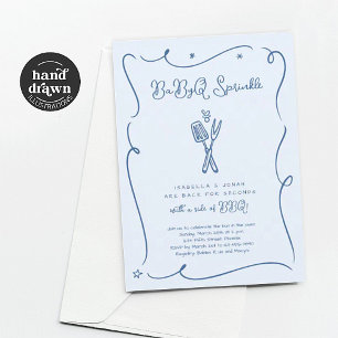 Blue Baby BBQ BaByQ Sprinkle Invitation for Boy
