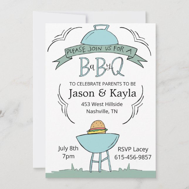blue Baby BBQ invitation (Front)