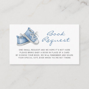 Blue Baby Booties Baby Shower Book Request Enclosure Card