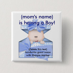 Blue Baby Boy Baby Shower Name pins