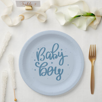 Blue Baby Boy Baby Shower Paper Plate