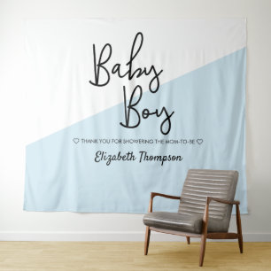 Blue Baby Boy Backdrop Welcome sign Baby Shower Tapestry