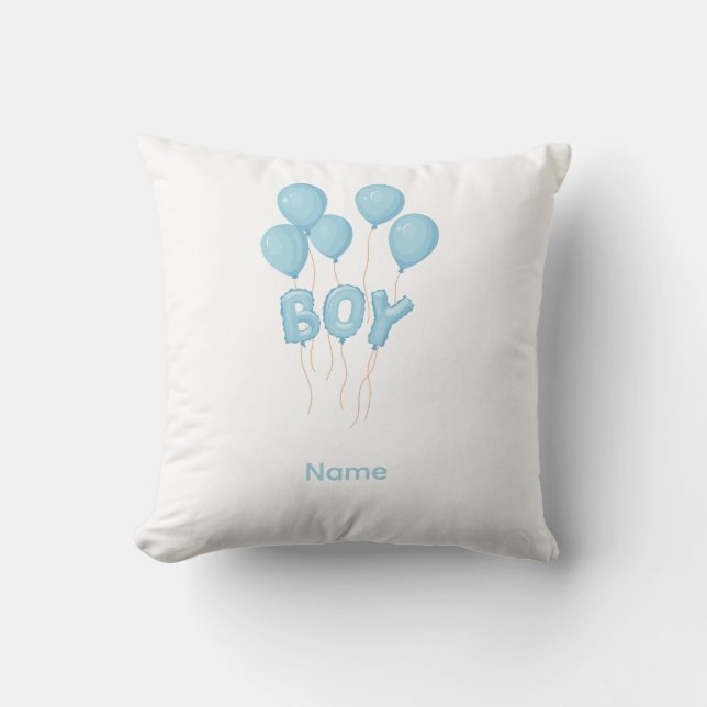 Blue Baby Boy Balloon Celebration  Cushion (Front)