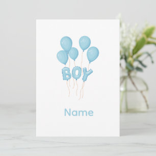 Blue Baby Boy Balloon Celebration Invitation