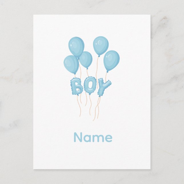 Blue Baby Boy Balloon Celebration  Postcard (Front)
