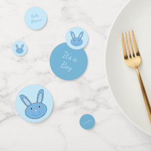 Blue Baby Boy Bunny Face Spring Easter Baby Shower Confetti