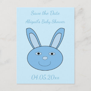Blue baby Boy Bunny Face Spring Easter Baby Shower Postcard