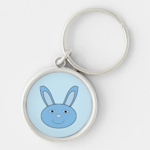 Blue baby Boy Bunny Face Spring Easter Key Ring