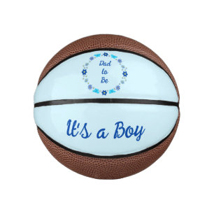Blue Baby Boy Butterflies and Flower Gender Reveal Mini Basketball