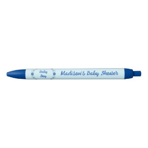 Blue Baby Boy Butterflies and Flowers Baby Shower Blue Ink Pen