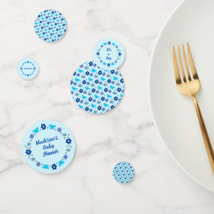 Blue Baby Boy Butterflies and Flowers Baby Shower Confetti