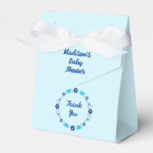 Blue Baby Boy Butterflies and Flowers Baby Shower Favour Box