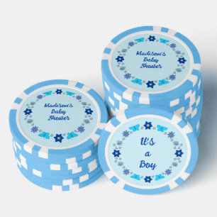 Blue Baby Boy Butterflies and Flowers Baby Shower Poker Chips