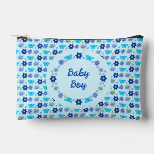 Blue Baby Boy Butterflies and Flowers Custom Accessory Pouch