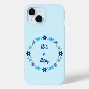 Blue Baby Boy Butterflies and Flowers Custom iPhone 15 Case