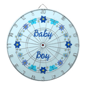 Blue Baby Boy Butterflies and Flowers Custom Dartboard