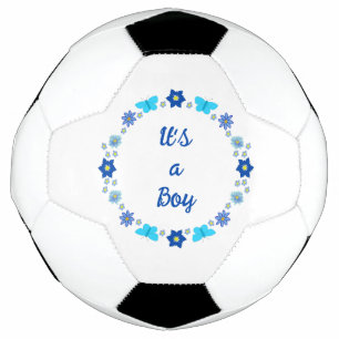 Blue Baby Boy Butterflies and Flowers Custom Football
