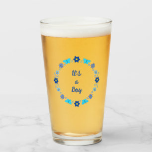 Blue Baby Boy Butterflies and Flowers Custom Glass