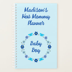 Blue Baby Boy Butterflies and Flowers Custom Planner