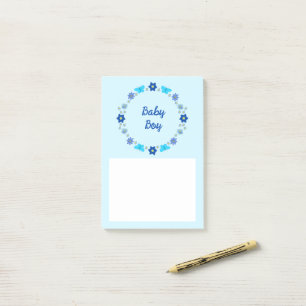 Blue Baby Boy Butterflies and Flowers Custom Post-it Notes