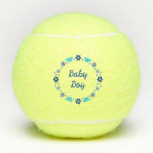 Blue Baby Boy Butterflies and Flowers Custom Tennis Balls