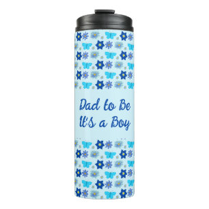 Blue Baby Boy Butterflies and Flowers Patterned Thermal Tumbler