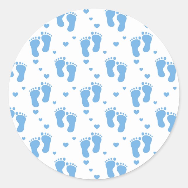 Blue baby boy feet pattern sticker (Front)