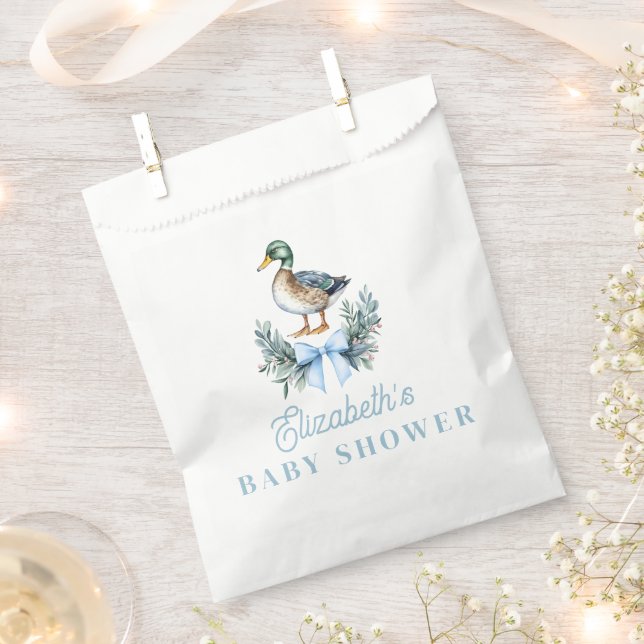 Blue Baby Boy Mallard Duck Baby Shower Favour Bags (Clipped)