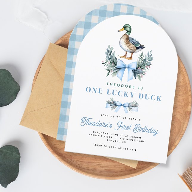 Blue Baby Boy Mallard Duck First Birthday Invitation (Blue Baby Boy Mallard Duck First Birthday Invitation)