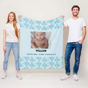 Blue Baby Boy Name Birth Date Stats Photo Baby Fleece Blanket