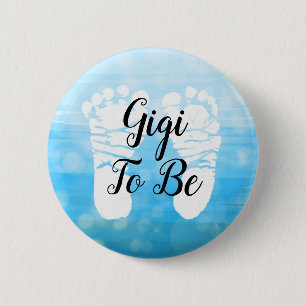 Blue Baby Boy Ombre Gigi to be Baby Shower Gift   6 Cm Round Badge