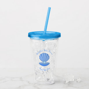 Blue Baby Boy Oyster shell and Pearl Baby Shower Acrylic Tumbler