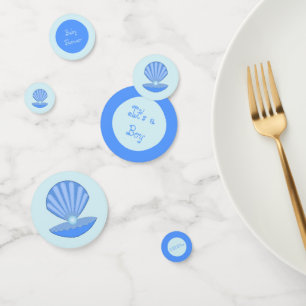 Blue Baby Boy Oyster shell and Pearl Baby Shower Confetti