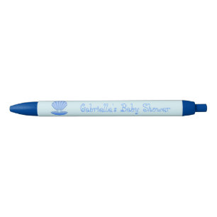 Blue Baby Boy Oyster shell and Pearl Baby Shower Ink Pen