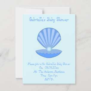 Blue Baby Boy Oyster shell and Pearl Baby Shower Magnetic Invitation