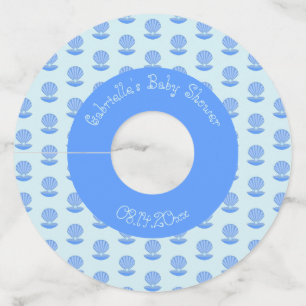 Blue Baby Boy Oyster shell and Pearl Baby Shower Wine Glass Tag
