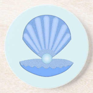 Blue Baby Boy Oyster shell and Pearl Coaster
