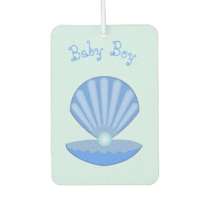 Blue Baby Boy Oyster shell and Pearl Custom Car Air Freshener