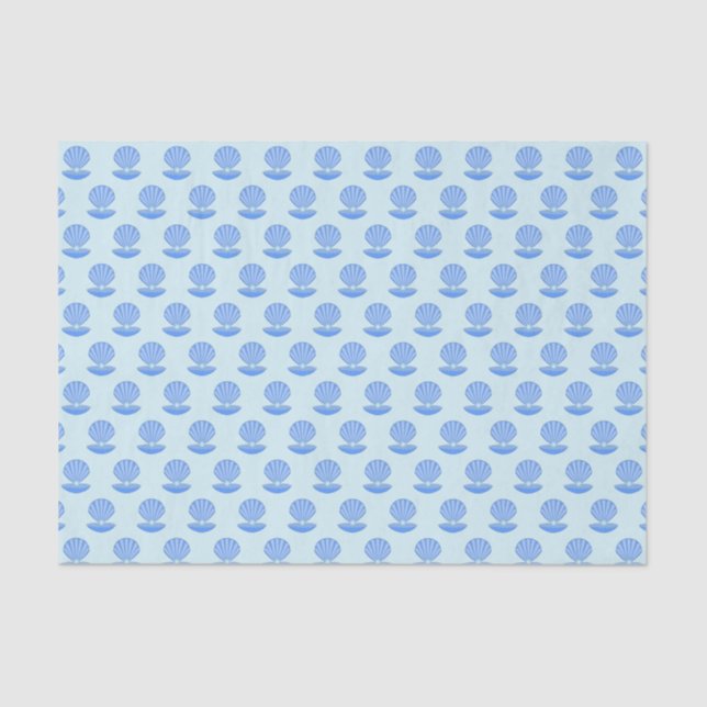 Blue Baby Boy Oyster shell and Pearl Patterned Tissue Paper (Front)