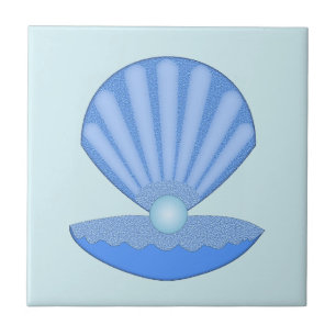 Blue Baby Boy Oyster shell and Pearl Tile