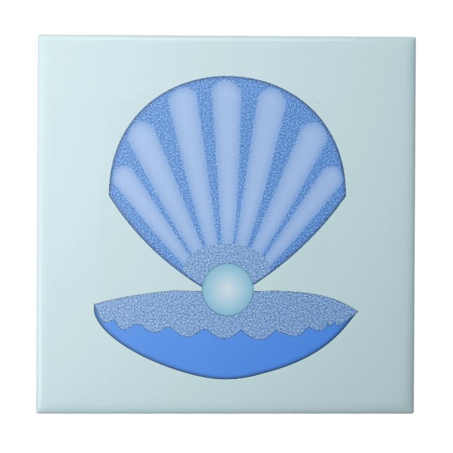 Blue Baby Boy Oyster shell and Pearl Tile (Front)