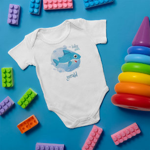 Blue Baby Boy Shark Bodysuit