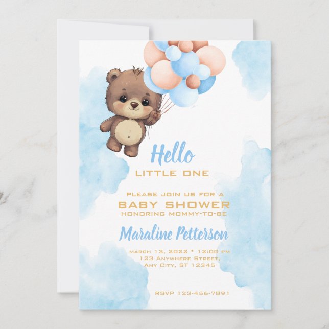 Blue Baby Boy Shower Invitation (Front)