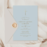 Blue Baby Boy Simple Elegant Gold Cross Baptism Invitation<br><div class="desc">Our Blue Baby Boy Simple Elegant Gold Cross Baptism Invitation features a faux gold foil cross,  paired with modern type and beautiful script.</div>